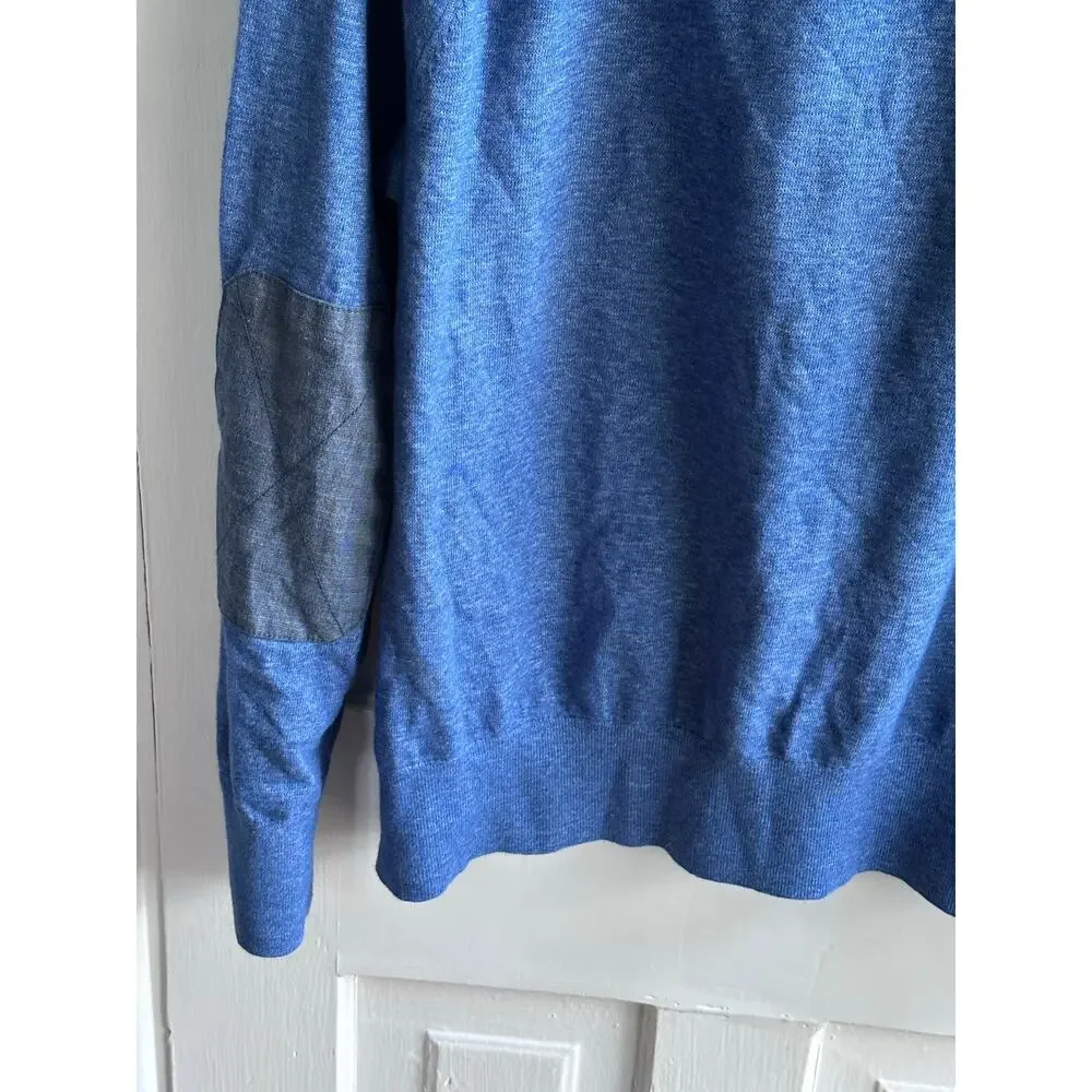 Banana Republic Chambray Trim Pullover Sweater in Lapis Blue Men’s XL